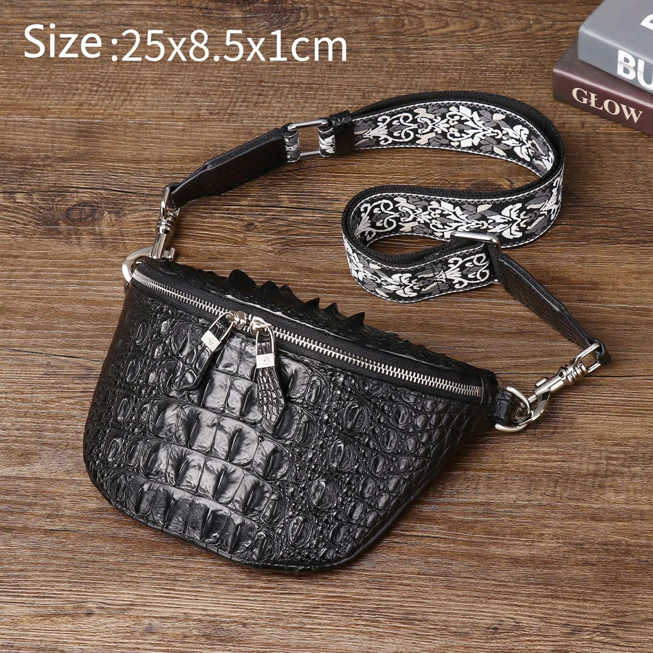 Vexaro crocodile claw leather men's chest bag black