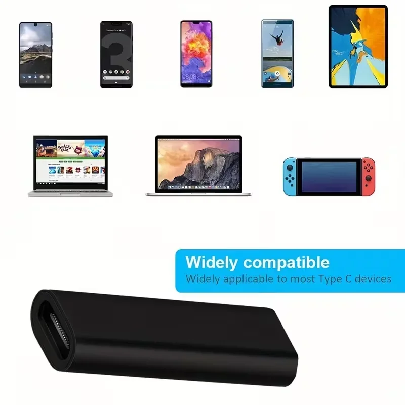 High-Speed Black USB-C Female to Female Connector Extension Coupler