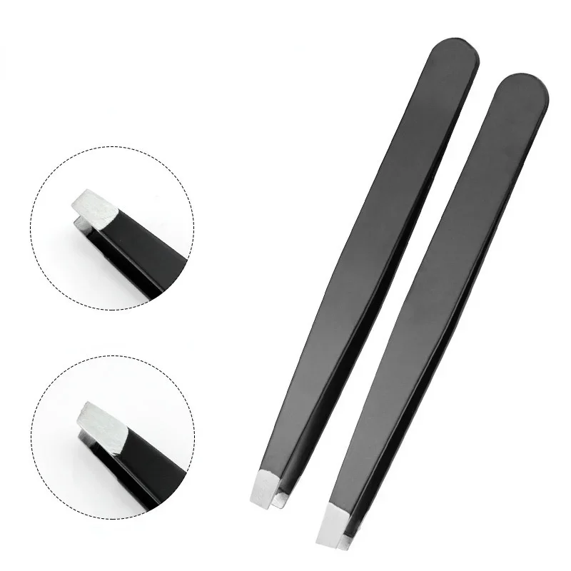 1Set Professional Tweezers with Storage Case for Eyebrows Clip Tongs Stainless Steel Hair Removal Man or Wemen Makeup Tools