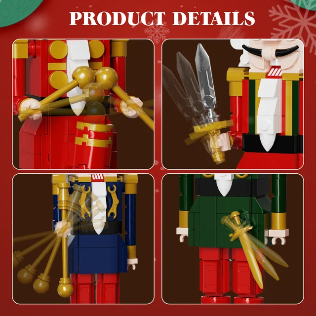 Christmas Nutcracker Building Blocks Set Xmas Nutcracker King and Soldier Sets Toys Gifts for Kids (943 PCS)