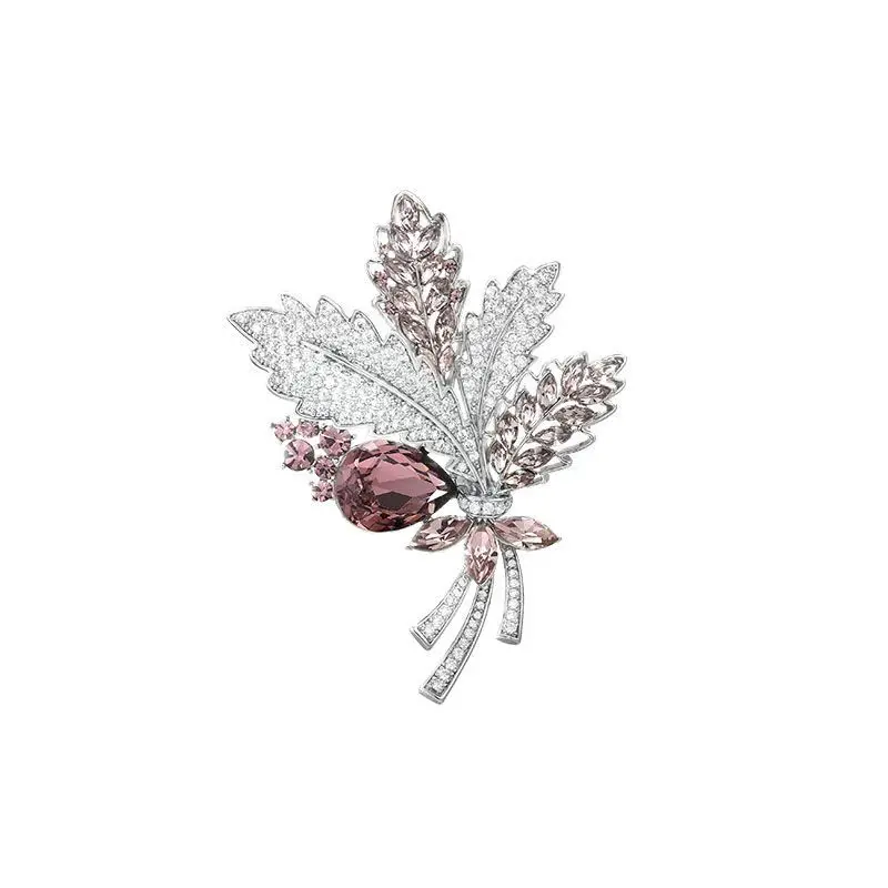 2024 New Retro Bouquets Crystal Micro-inlaid Zircon Brooch for Women Coconut Flower Corsage Luxury Accessories Pin Jewelry