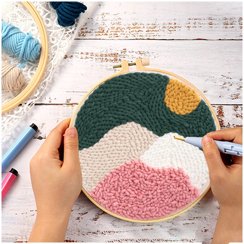Punch Needle Embroidery Kit for Beginners Starter Magic Pock Pen With  Pattern Stamped Cloth For Adults Kids Gift Home Decor - AliExpress