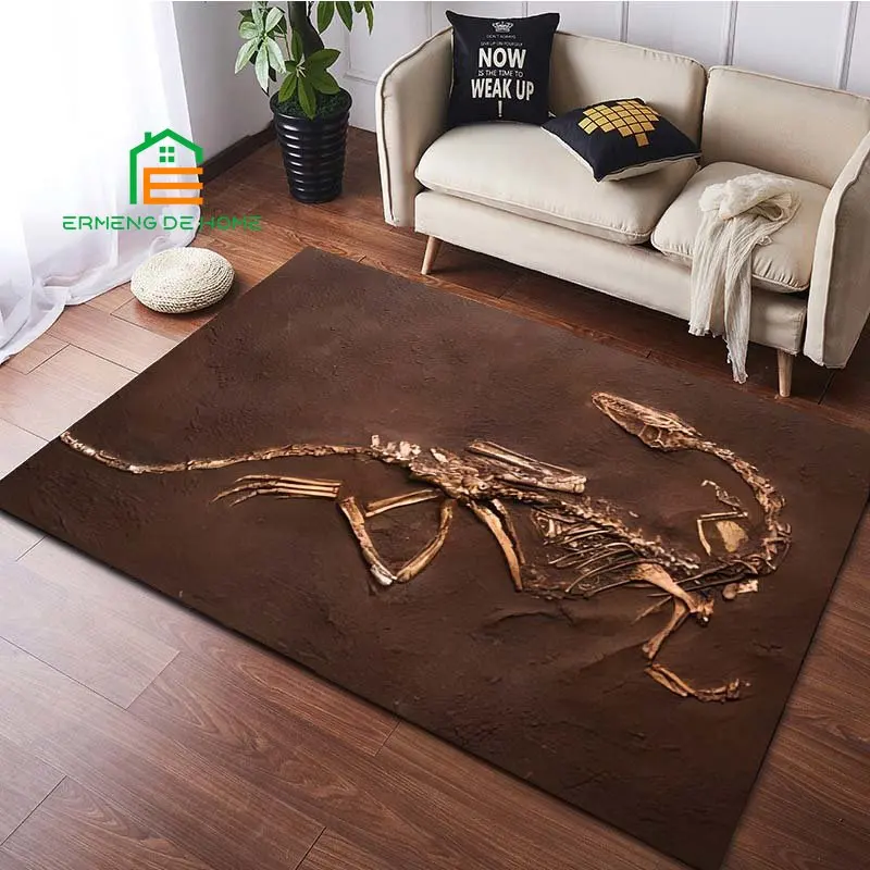 Dinosaur Fossil Pattern Rug for Bedroom Living Room Carpet for Kitchen Floor Mats Home Decor Non-Slip Floor Pad Rug 15 Sizes