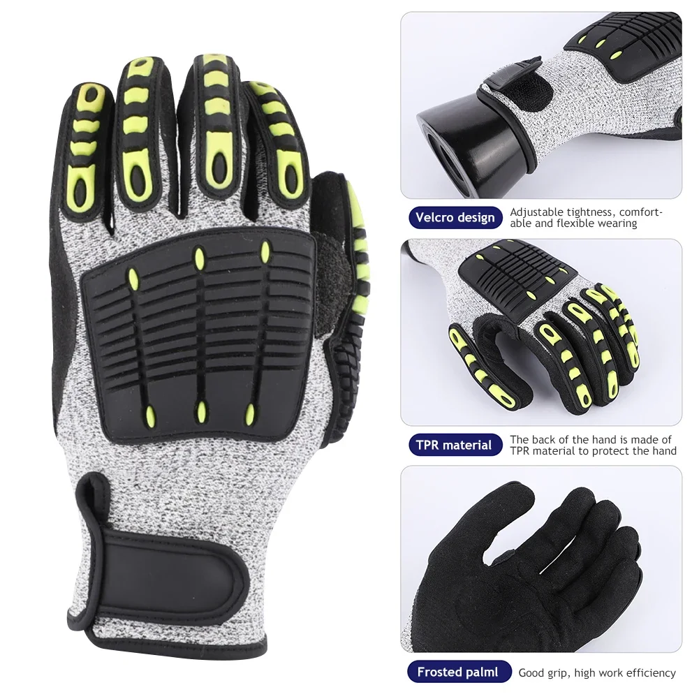 Work gloves Sports gloves TPR Mechanical Anti-vibration Anti-smashing Anti-cutting Anti-collision Gloves Outdoor Cycling Rescue Safety Working Gloves