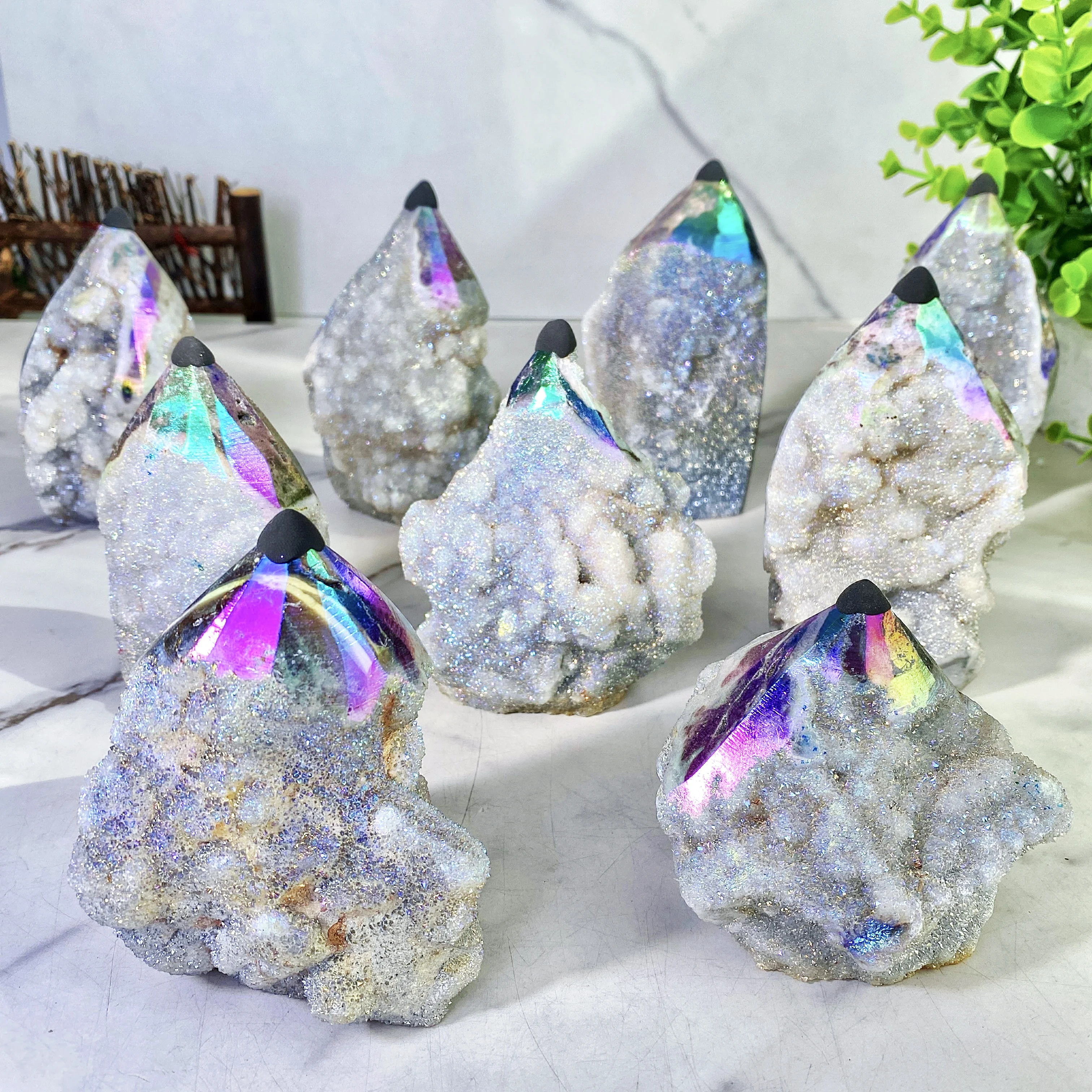 Adornos de eshalerita de Aura de alta calidad, tallado de cristal Natural, joyería de piedras preciosas, brillo, cristal curativo, regalo de cumpleaños, 1PC