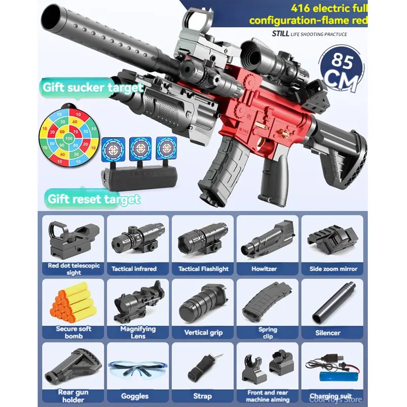 

Электрический игрушечный пистолет M416, оружие для страйкбола, мягкая пулевая винтовка, искусственный пистолет, реальный размер, искусственная пена, бластер для взрослых, подарки на день рождения для мальчиков