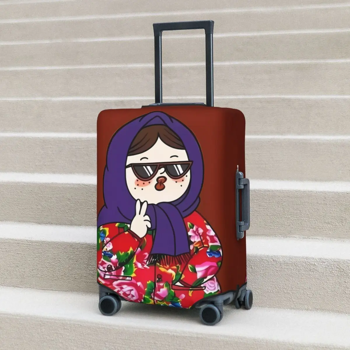 

Funny Cartoon Suitcase Cover Donbei Flower Print Christmas Vacation Cruise Trip Strectch Luggage Accesories Protector Xmas Gift