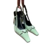 Women's pumps mules metal buckle ankle strap buckle high heel Side buckle back empty single shoe 5
