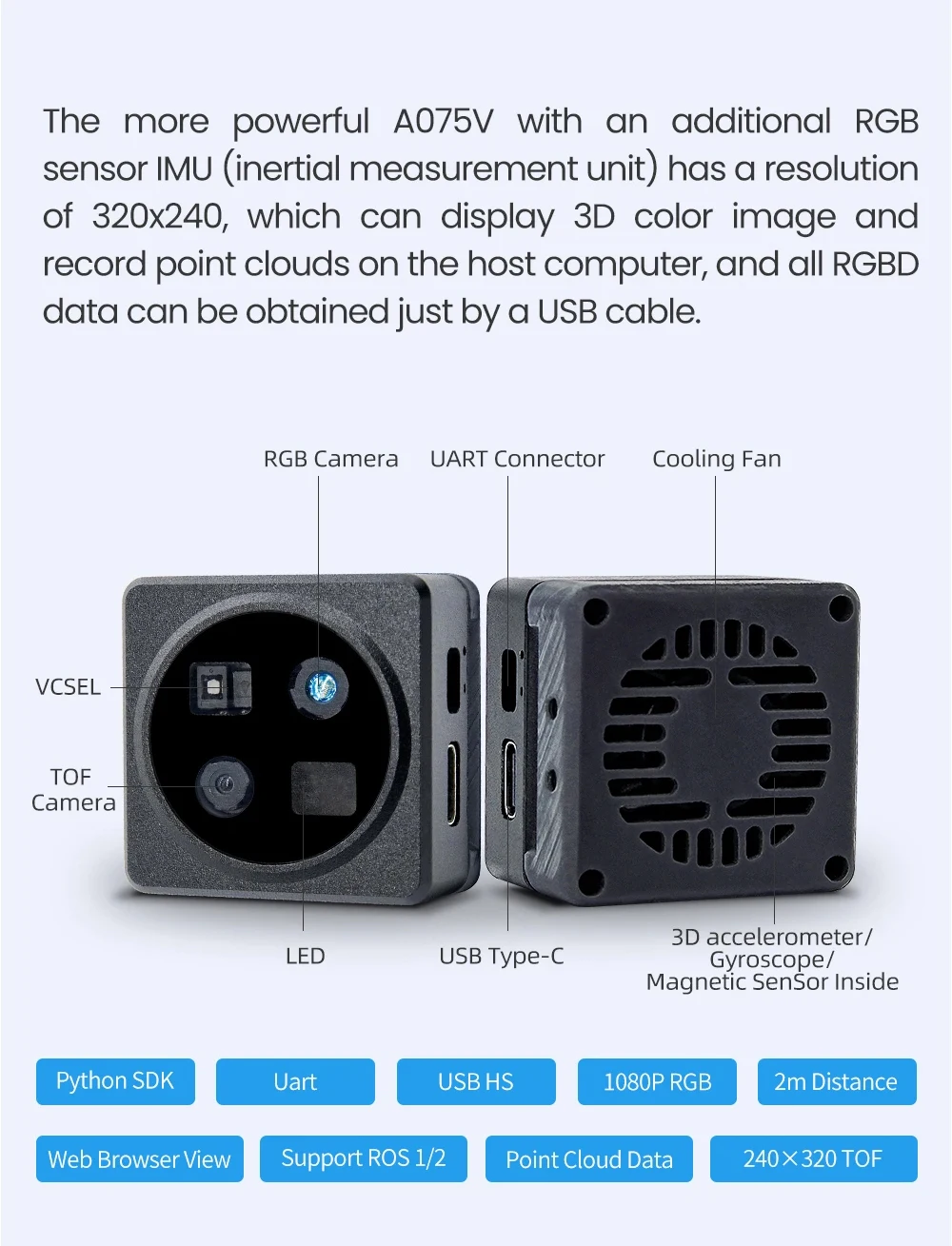 Sipeed MaixSense A010/A075V 3D Sensor Module RGBD TOF 3D Depth Vision MCU&ROS Ca