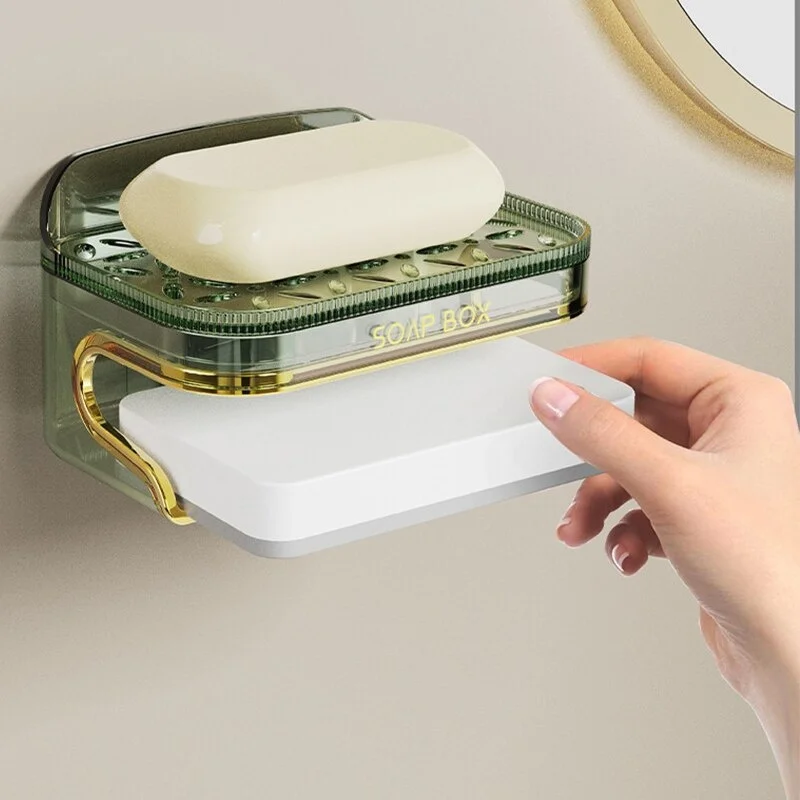 Soap Holder Self-Adhesive Wall-Mounted No Drilling No Water Accumulation For Kitchen Bathroom Organizer