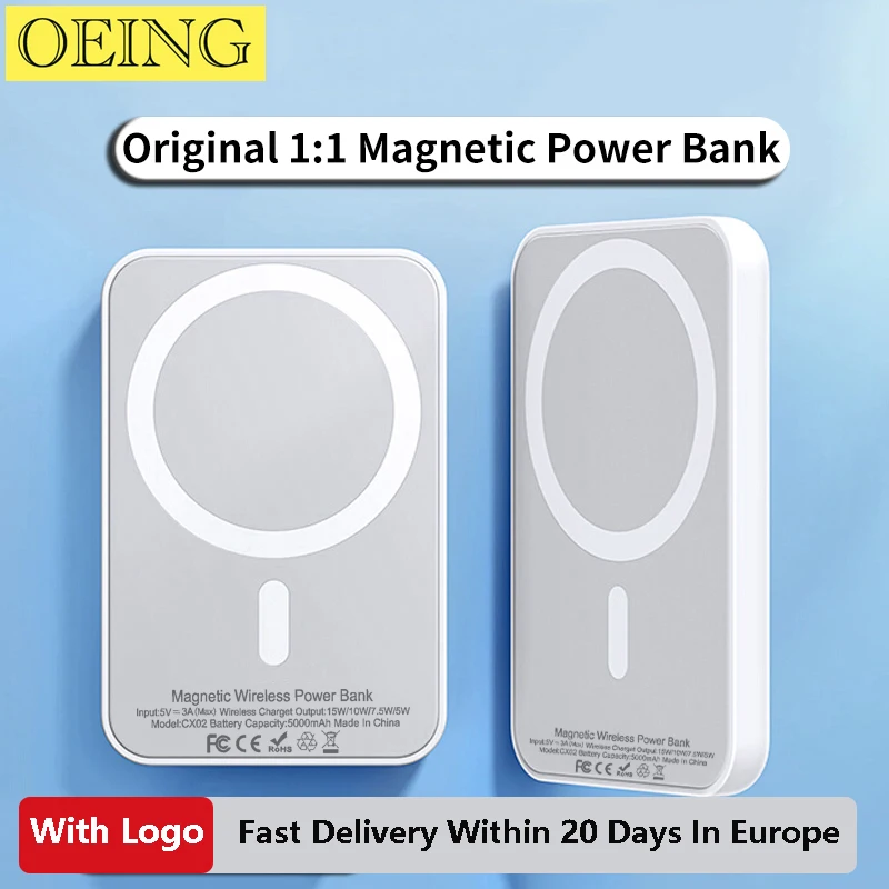 

2023 Original 1:1 Macsafe Power Bank For iPhone 12 13 14 15 Plus Pro Max Mini Magnetic Wireless External Auxiliary Battery Pack