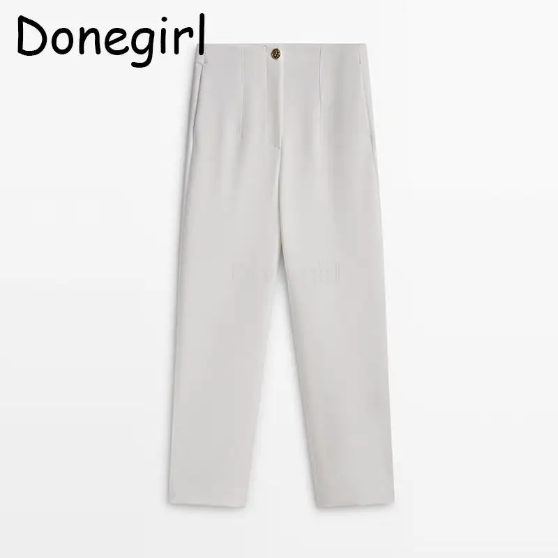 

Donegirl 2024 New Spring Summer Women Fashion High Waist Straight Leg Suit Pants Casual Commute Versatile Trousers Female Chic