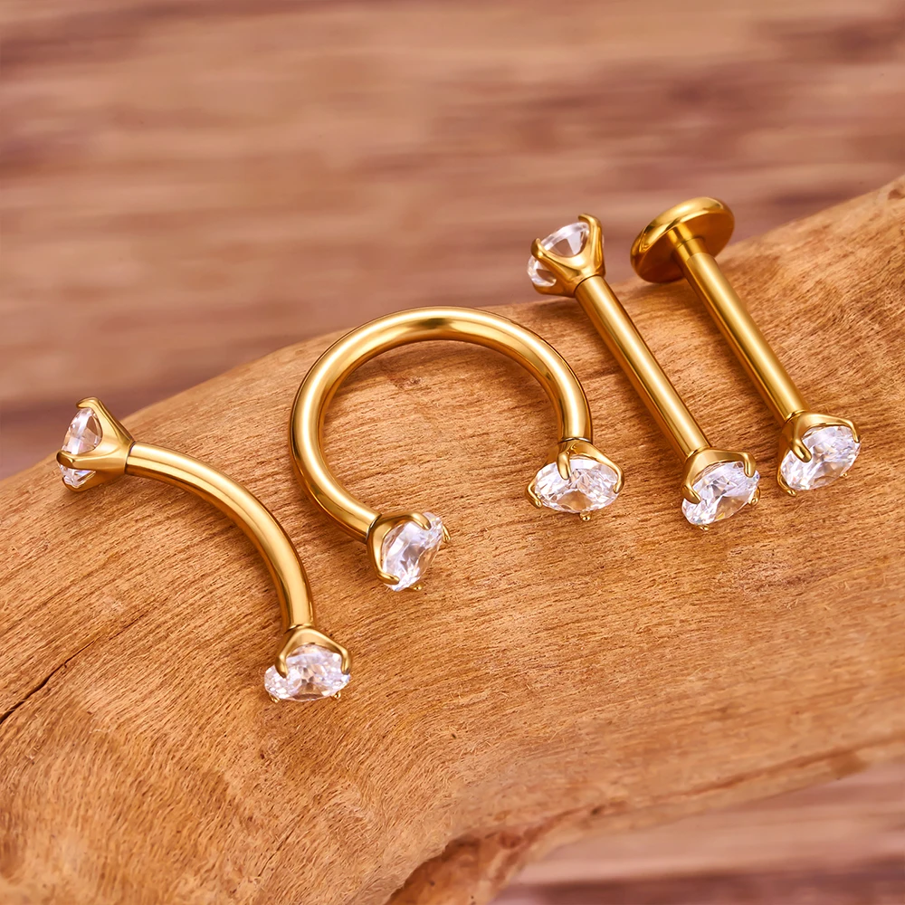 ASTM F136 Titanium 16G CZ Cartilage Helix Daith Rook Earring Eyebrow Curved Barbell Labret Lip Piercing Body Jewelry 10Pcs/lot piercing jewelry,body piercing jewelry,body jewelry,ear piercing jewelry,body piercing earrings