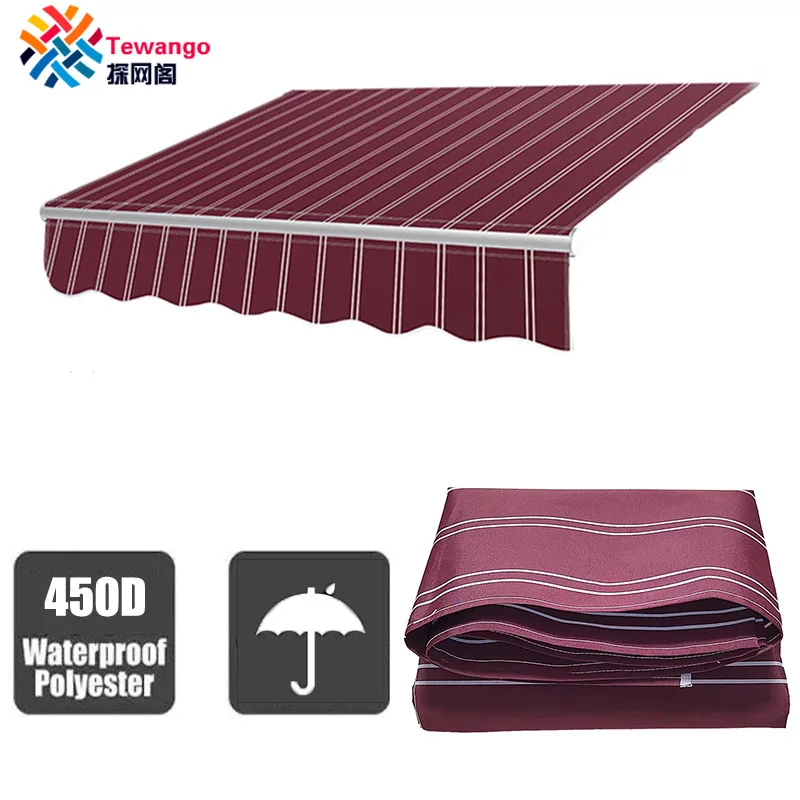 Burgundy white Strips Awning Replacement Fabric Toldo Tewango Canopy Gazebo Outdoor Garden Sun Shade Shelter 300gsm Store Banner outdoor awnings