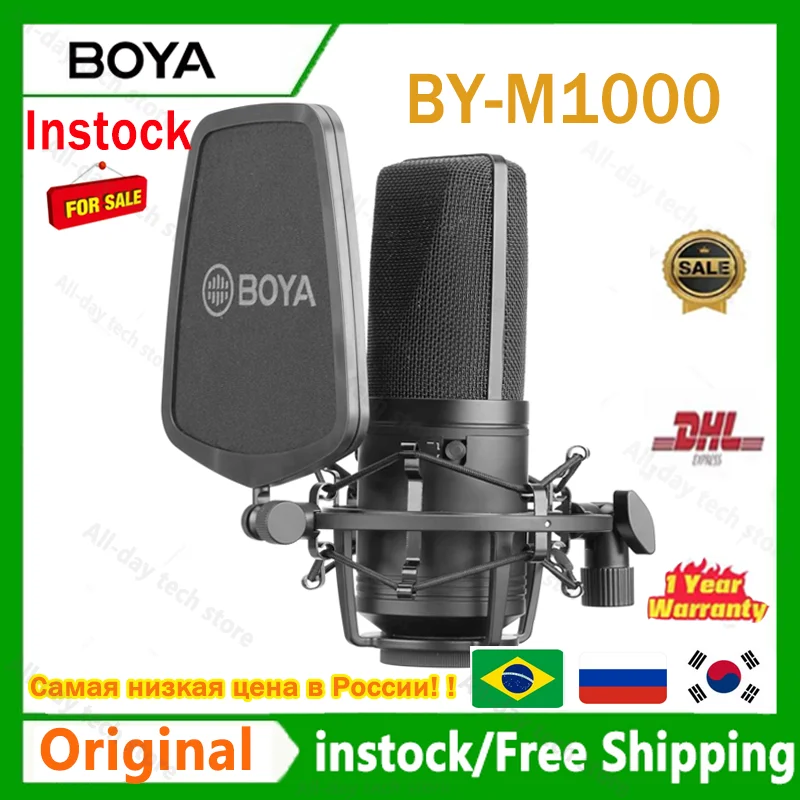 BOYA BYM1000 Large Diaphragm Microphone Lowcut Filter Cardioid