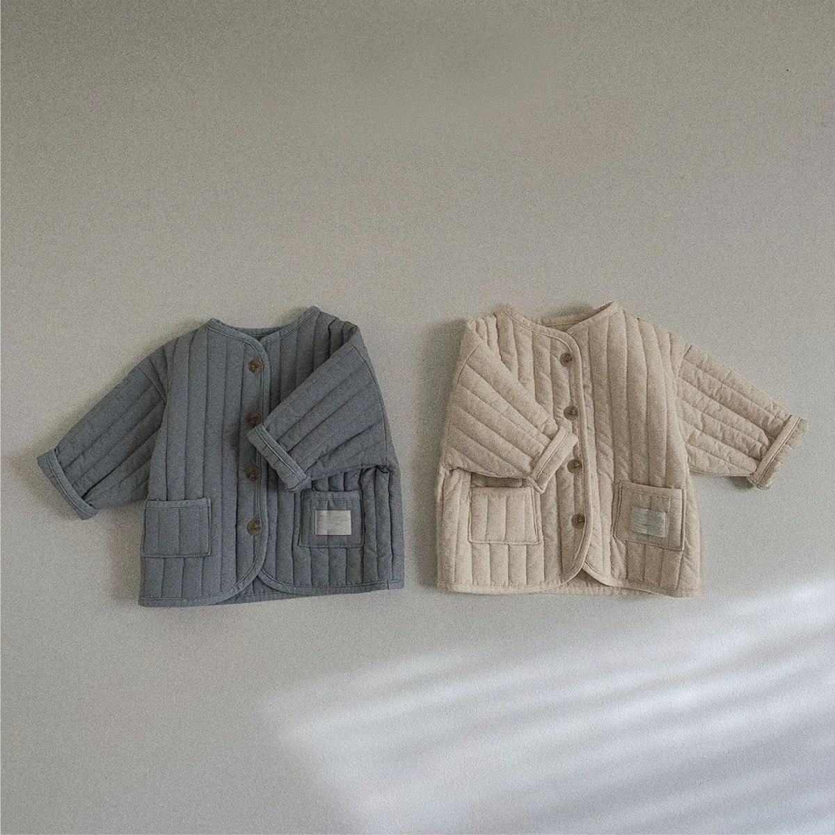 Kids jackets Winter autumn baby padded long sleeve warm coat 0-3y toddler boys girls solid thick cotton cardigan tops