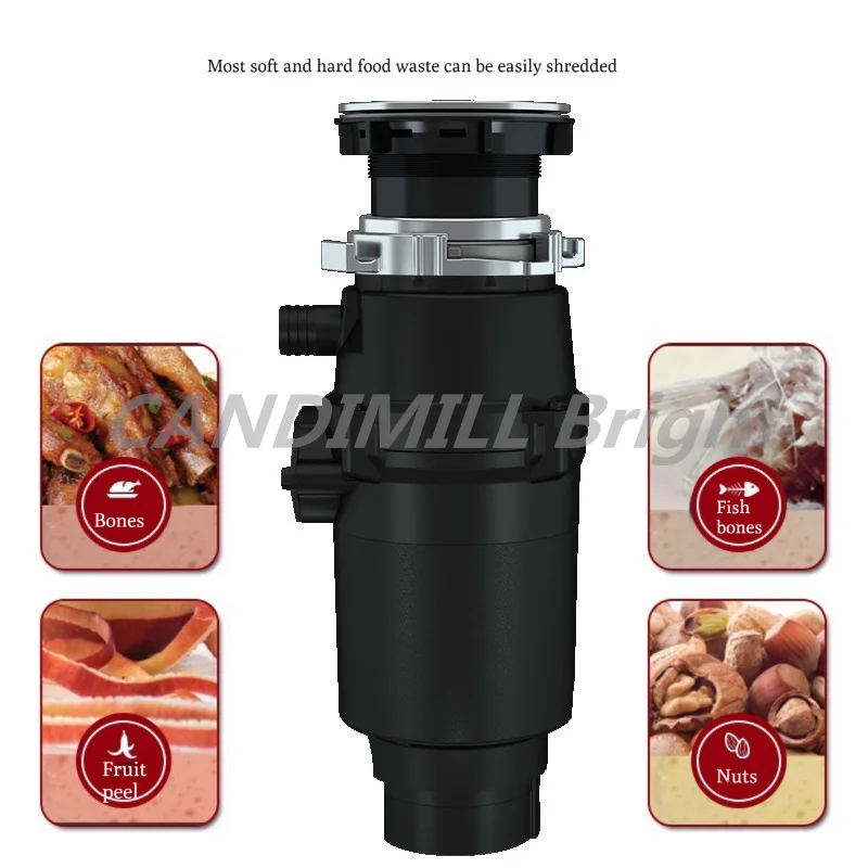 370W Household Kitchen Food Waste Disposers Garbage Processor Disposal Crusher Stainless Steel Grinder Adapter