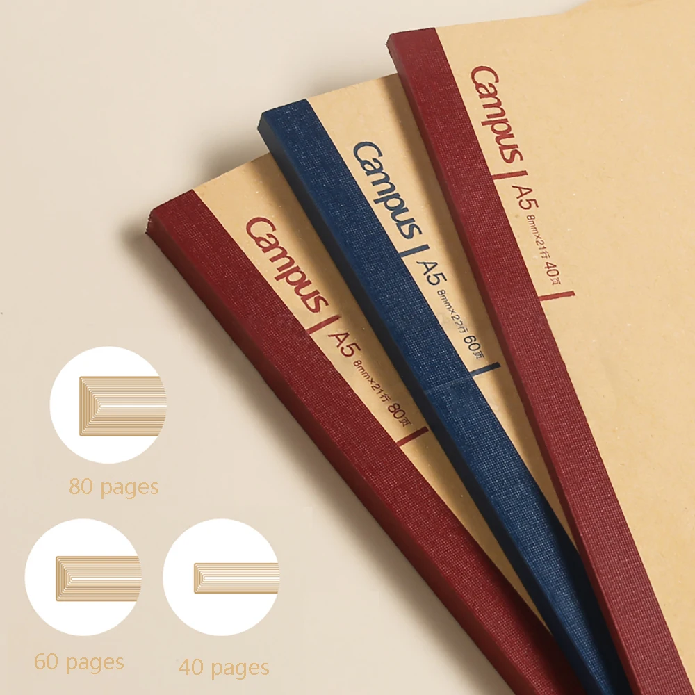 Japonês Kokuyo Estudante Notebook Campus Encadernação sem Fio Capa de Papel Kraft Livro Encadernado com Cola Retro Embellishment Diário Pcs - Imagem 5