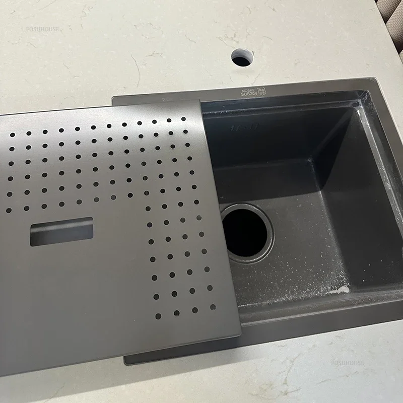 Nordic Honeycomb Embossed Kitchen Sinks Small Bar Invisible Single Slot Cover Home Hidden Island Sink Kitchen Accessories
