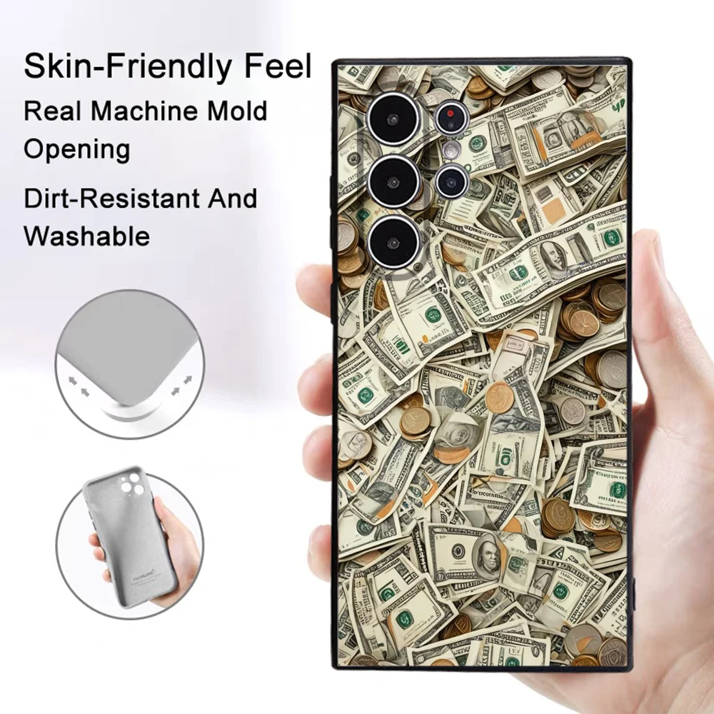 Geld Gold Cash Art Design Handyhülle Samsung Galaxy S25 S24 S22 S23 Ultra S21 S20 Plus 5G Frosted Non-Slip Full Cover Soft Case – Detail 12