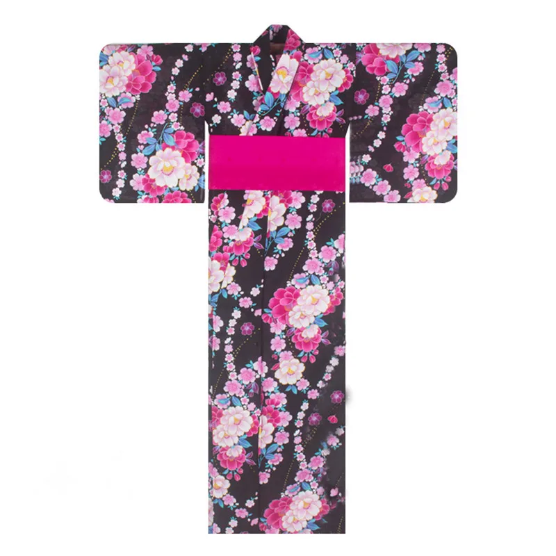 

Japan Traditional Kimono Women Cotton Yukata Dress with Obi Belt Soft Comfortable Vintage Cosplay Evening Clothes Geisha Costume