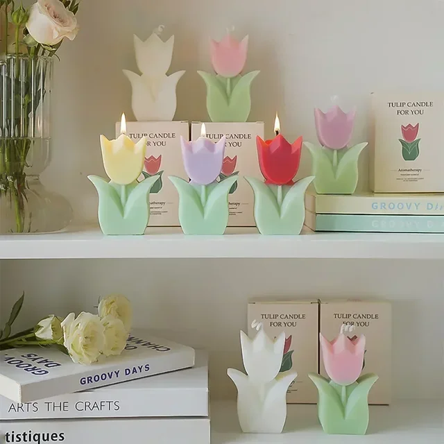 Bougies exquises au parfum de tulipe : souvenirs de mariage idéaux, ambiance de maison luxueuse et cadeaux d'anniversaire en forme de cœur pour femmes 2