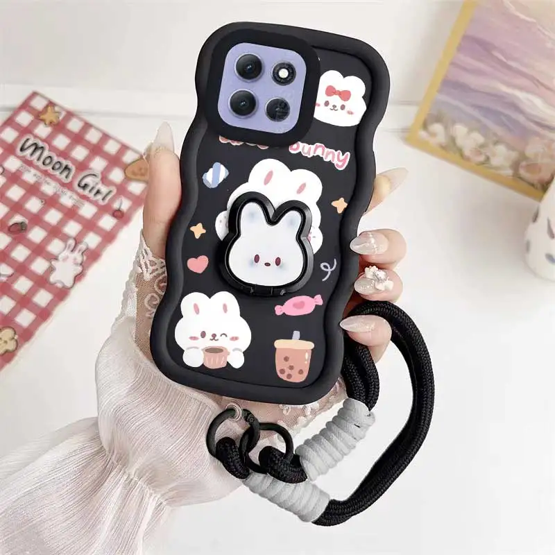 Cute Rabbit Phone Case Set with Lanyard and Stand - 3 Piece Bundle