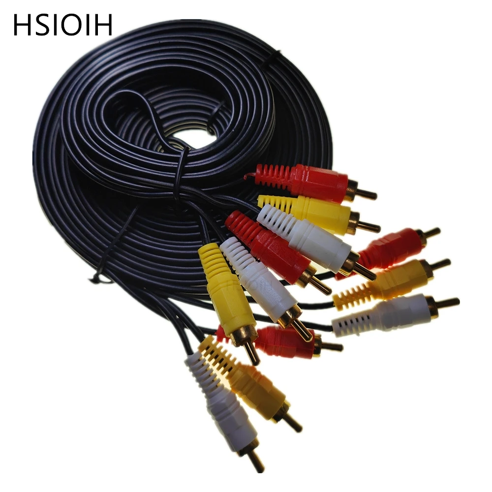 3RCA Male to 3 RCA Male Composite Audio Video AV Cable Plug 3X RCA Retail 1.5M 3M 5M 10M 15M 20M