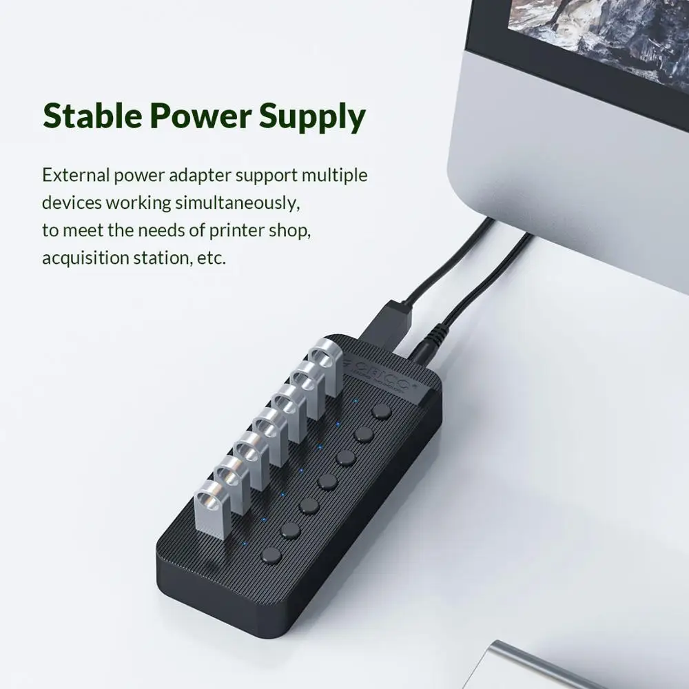 Orico-múltiplo Expansor Soquete Divisor Usb 3.0 Porto Adaptador de Alimentação on Off on Switch Dock Carregador 10 13 16 Porto - Imagem 4