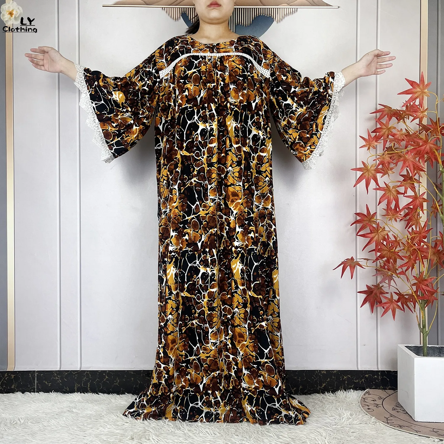 2025 Latest Party Dress Printed Pure Cotton Women Long Dress Dubai Casual Holiday Fashion Party Dresses African Abaya Clothing 2