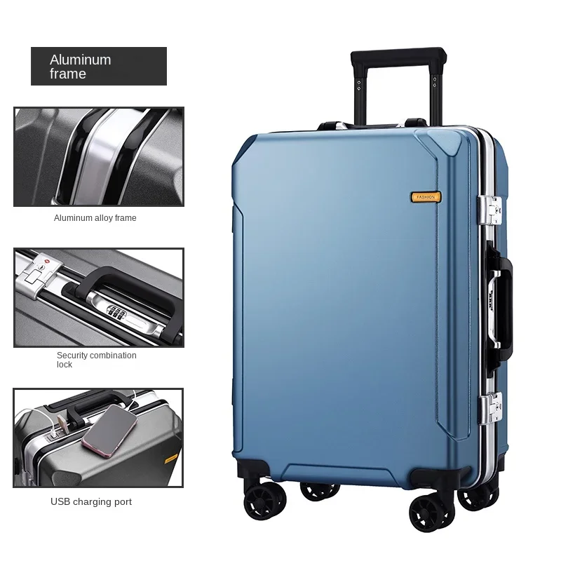 

26 Inch Popular Fashion Rolling Luggage Brand Suitcase Men Aluminum Frame Travel Suitcase Ladies Luggage Zipper