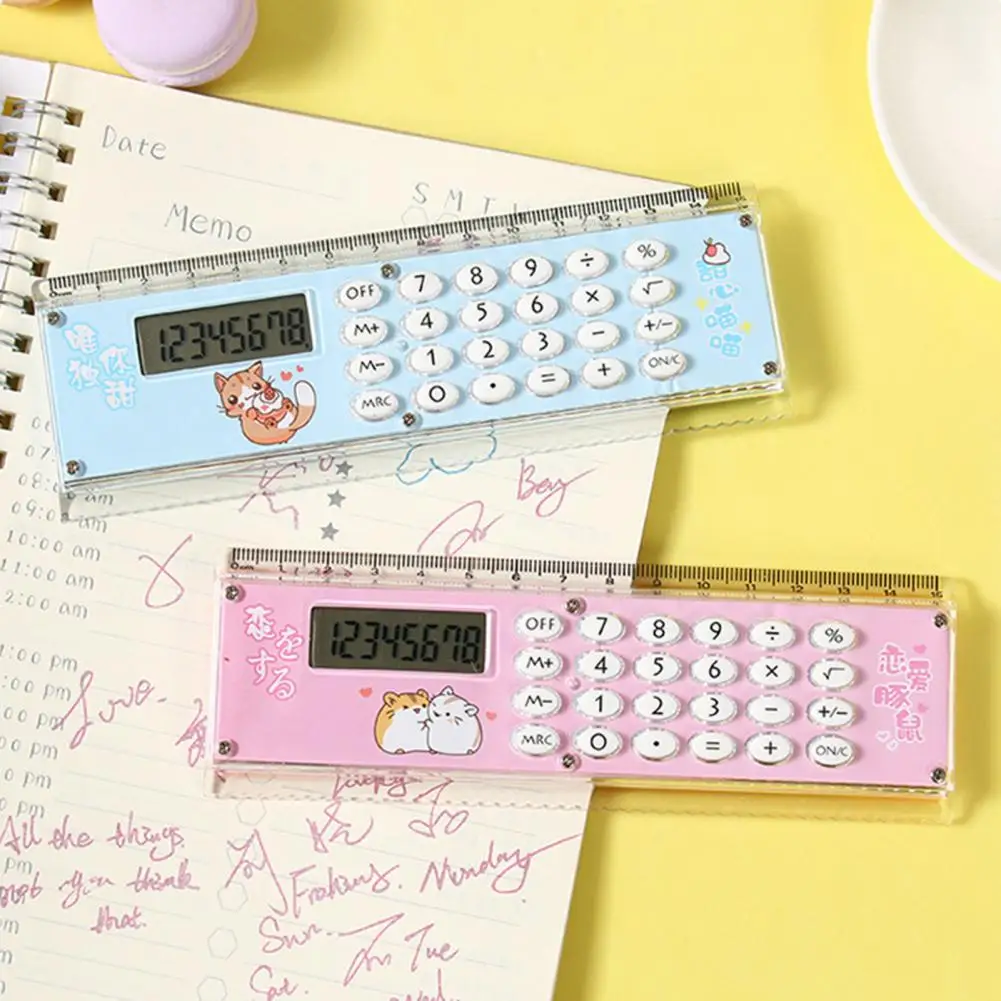 견고한 소형 계산기 전문 눈금자 계산기, 다기능 산수 연산 LCD 디스플레이, 학생 계산기