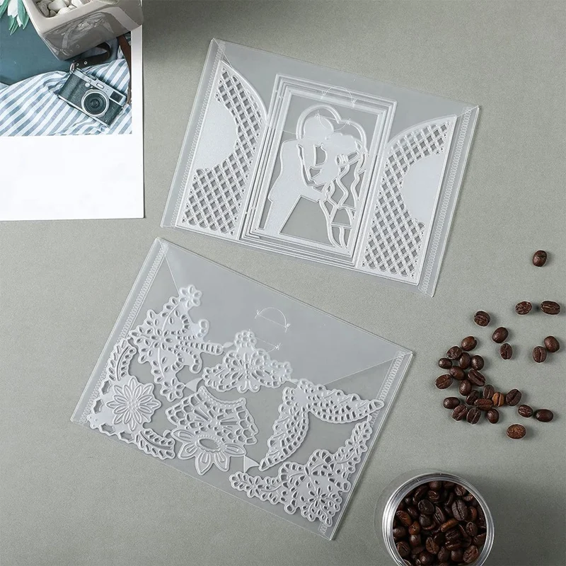 stamp die storage bag 21Piece Clear Stamp And Die Storage Pockets Die Cut Storage Bag Scrapbooking Envelopes (5 X 7 Inch)