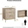 2pcs 3 Drawer Nightstand for Bedroom, Set of 2 Side Tables with 3 Drawers, Modern Wood Nightstand Square Bedside Table End Table 3