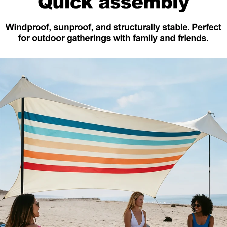 UPF50+ Lycra Strandzelt Sonnenschutz mit Sandsackanker Tragbares Outdoor-Vordach für Camping, Angeln & Picknick Großer Winddichter Unterschlupf – Detail 8