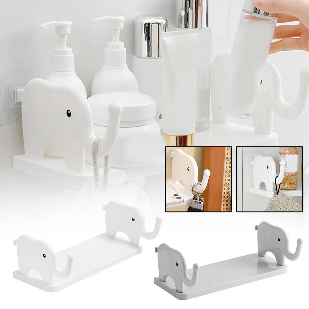 

Punch Free Bathroom Storage Rack Cartoon Elephant Kitchen Strong Mount Wall Cute Racks Durable Load-bearing 1pcs Multifunct G9C5