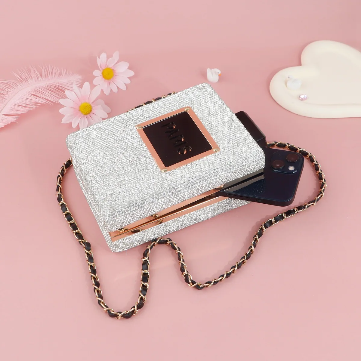 Luxury Rhinestone Evening Bags Acrylic Paris Perfume Shaped Bag Purses Clutch Vintage Banquet Handbag Shoulder Crossbody Bags 3