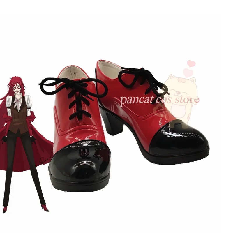 

Black Butler Grell Sutcliff Cosplay Shoes Comic Anime Game Cos Long Boots Cosplay Costume Prop Shoes for Con Halloween Party