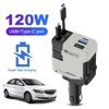 4 in 1 Retractable Car Charger Fast Car Phone Charger Super Fast Car Phone Charger USB C Car Charger for IPhone/Samsung/Huawei