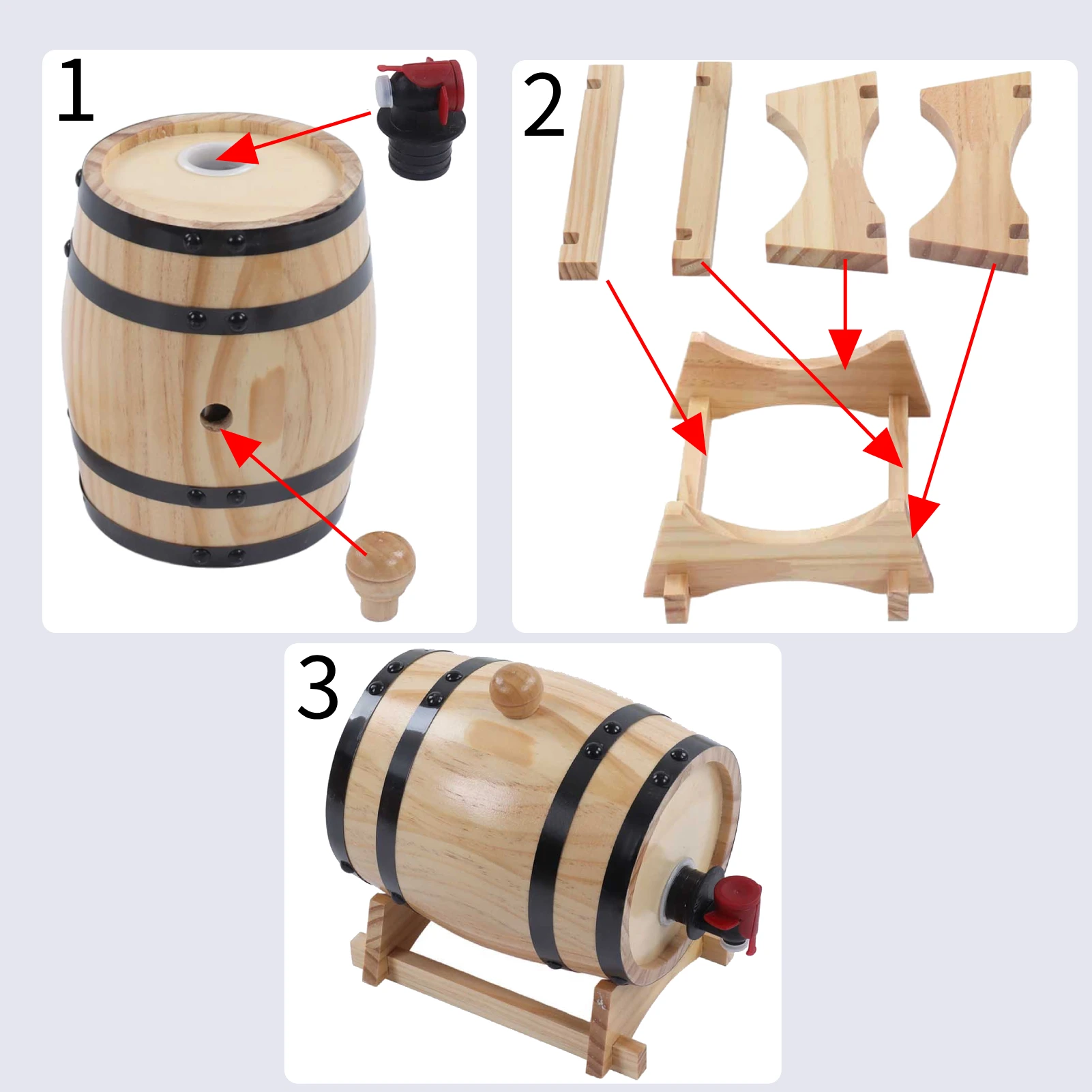 Wine Barrel 1/3/5L with Stand for Tequila Wine Whiskey