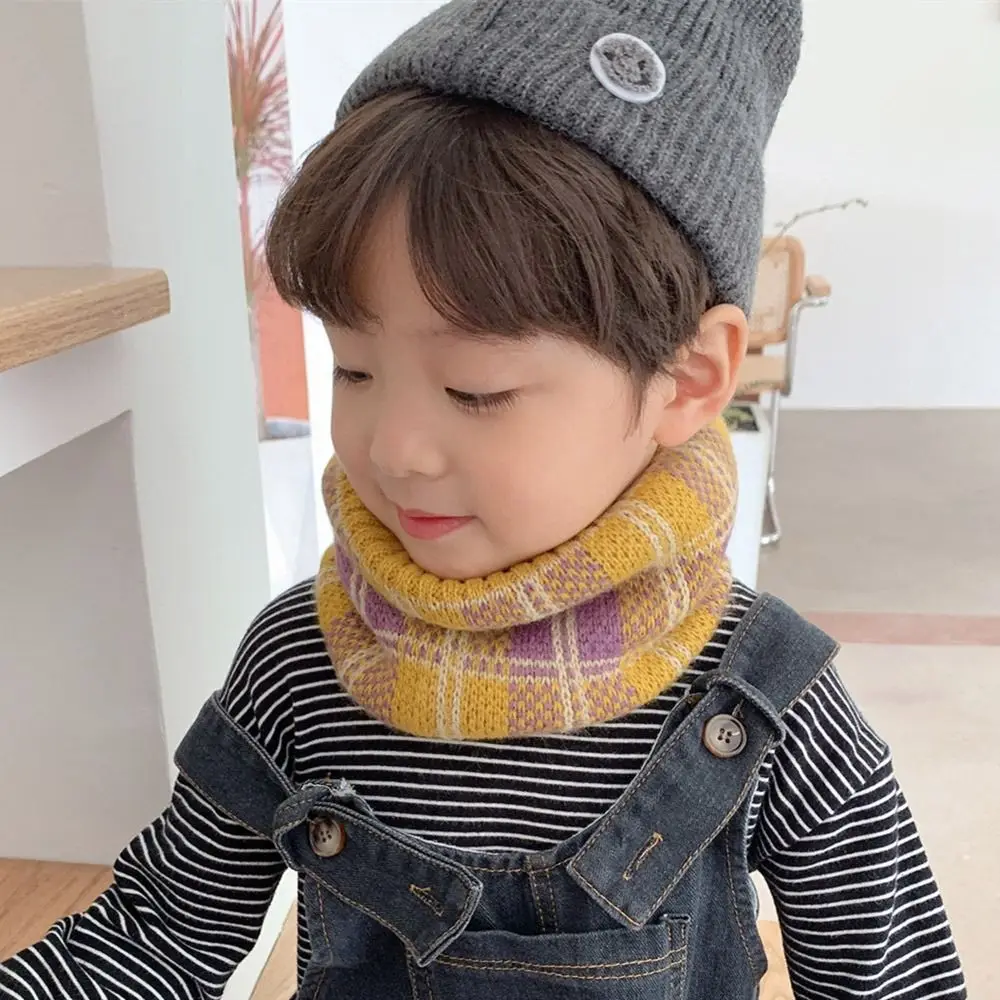 Thickened Baby Thermal Neck Warmer Elastic Soft Boys Girls Knitted Scarf Windproof Coldproof Ski Snowing Scarf Autumn Winter