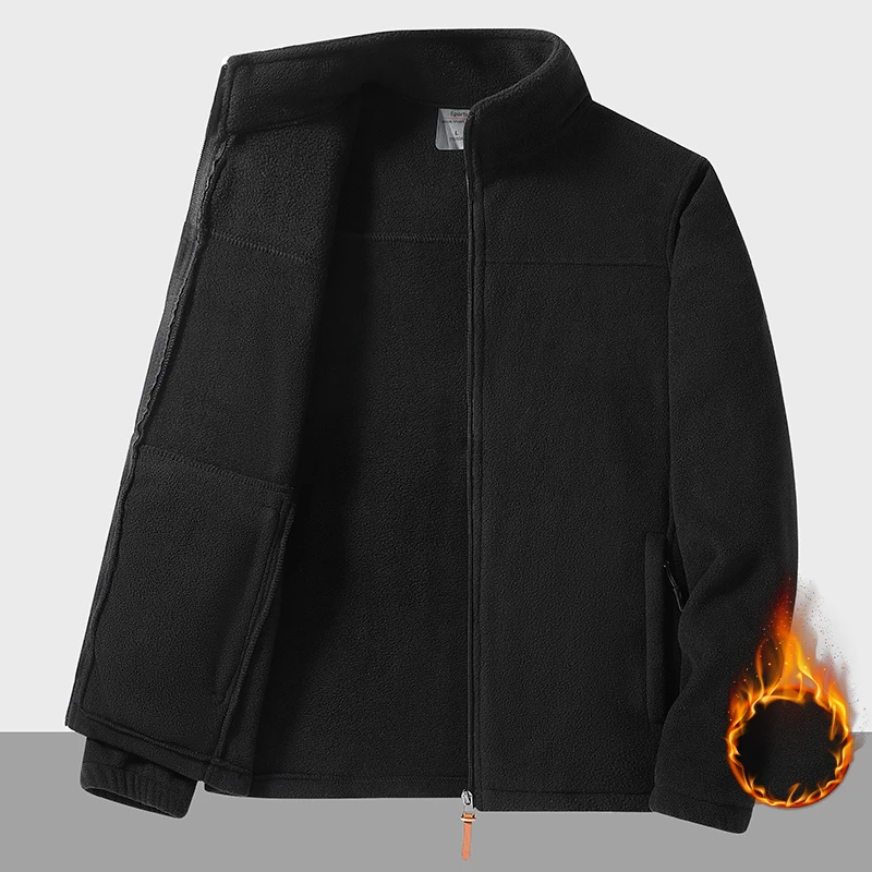 2024 Mens Winter Coats Thicken Warm Jackets Autumn/Spring Thermal Lined Fleece Oversize Jacket Coat Casual Turn Down Collar Coat
