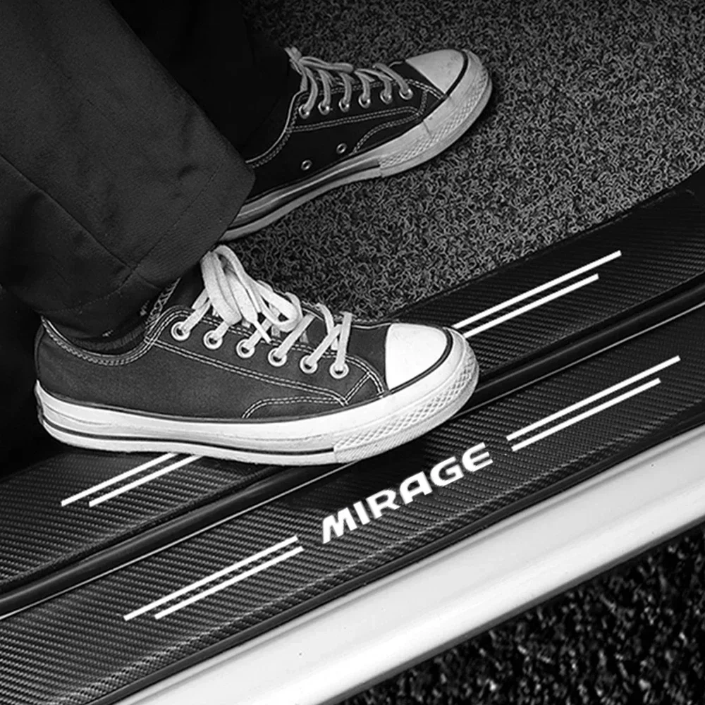 미쓰비시 미라지 배지 문짝 실 트렁크 탄소 섬유 자동차 데칼, 스크래치 방지 더티 테이프 액세서리, 스트립 문턱 보호