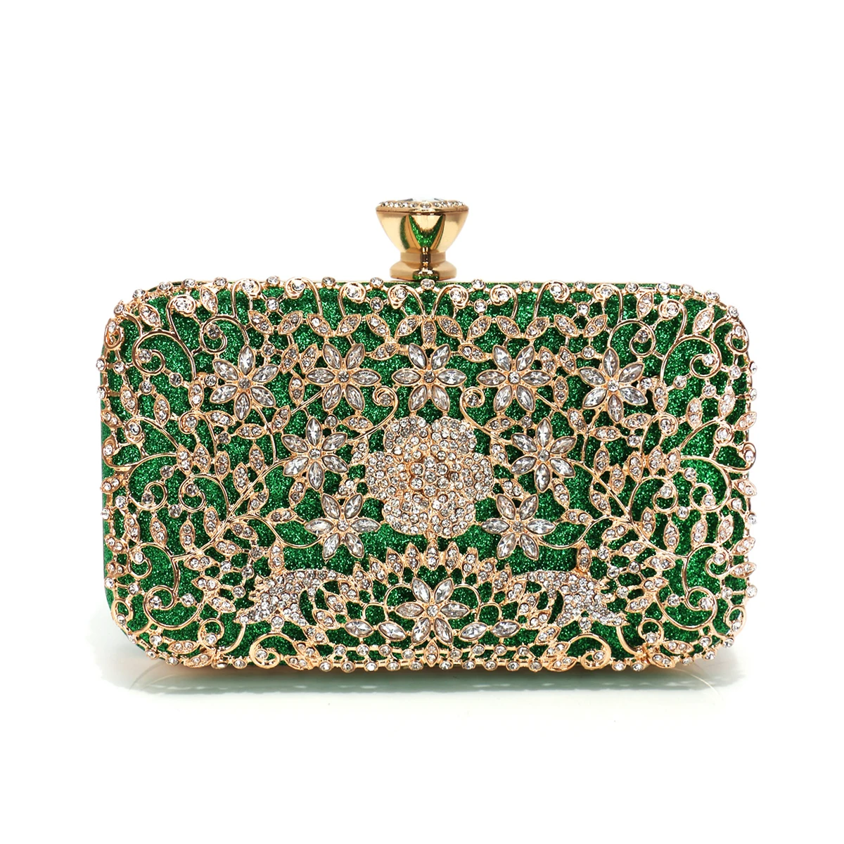 Golden Metal Rhinestones Clutch Evening Bag for Women