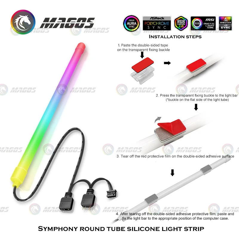 Glorysunshine Coolmoon ARGB LED Strip Light with 5V 3Pin Small 4Pin Header Changing Light Speed DIY Lamp Bar Light Strip for PC Computer Case Chassis