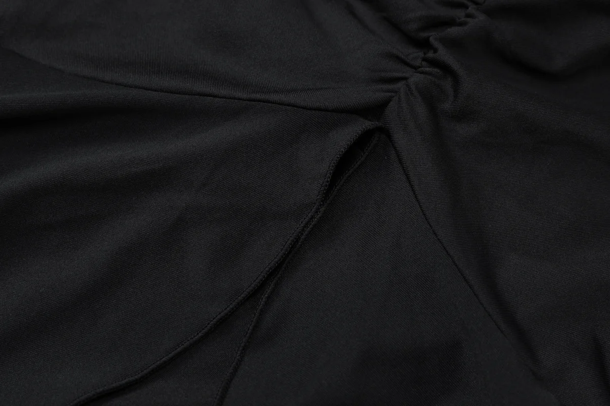 V-Neck Pleated Slim Long Dress Female Fashion Ruffled Patchwork Solid Elegant Party Dress New Women Maxi Dress Streetwear