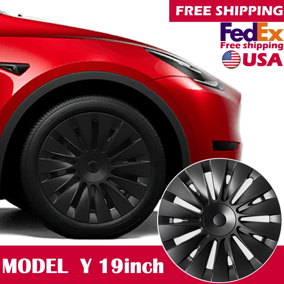 TeslaWheelCover19inchHubcapsforModelYHubCapsTrubineSimulate