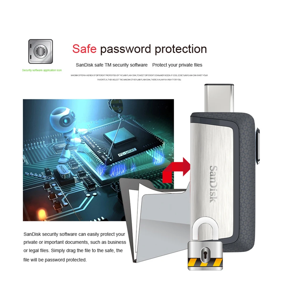 محرك أقراص فلاش SanDisk Dual USB Type-C و Type-A S...