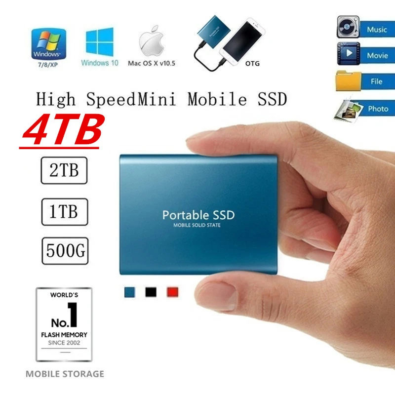 best hard disk brand in the world Original External SSD 2TB 1TB 4TB Mobile Solid State Hard Drive USB 3.1 Typc-C Portable Hard Drive Laptop desktop external hard disk 500gb