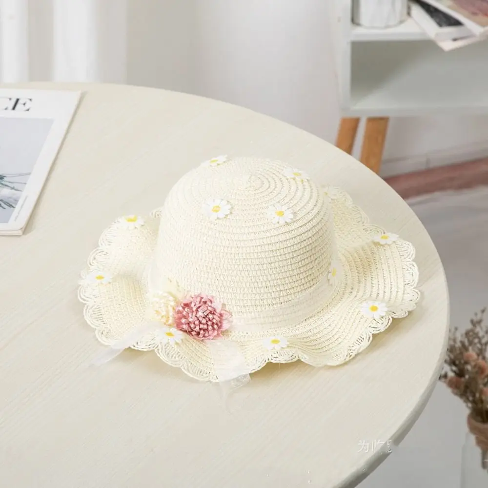 Conjunto de gorro de bolsa de paja para niรฑos, sombrero de pescador, sombreros de playa para niรฑos, sombrero para el sol, flor, 2-8 aรฑos